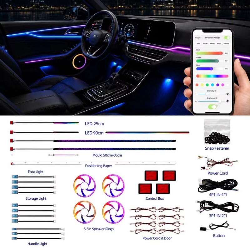 Door Handle - カー用アンビエントライトキット 18 in 1 ドラゴンスケール RGB