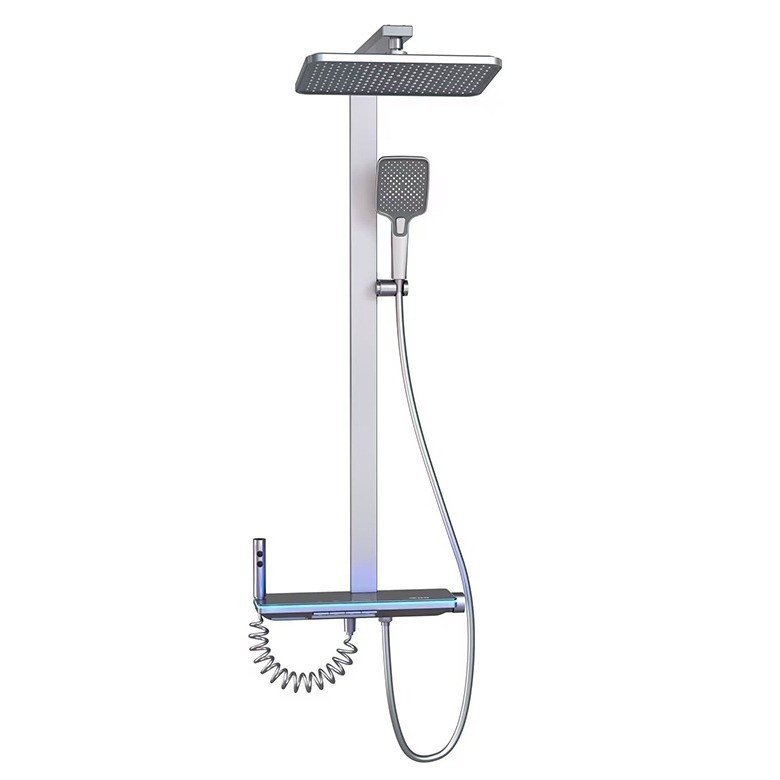 Faucet - スーパーチャージデジタルディスプレイ付きバスヒーター、シャワーヘッドセット、トップスプレー、一定温度機能付き完全浴室用蛇口