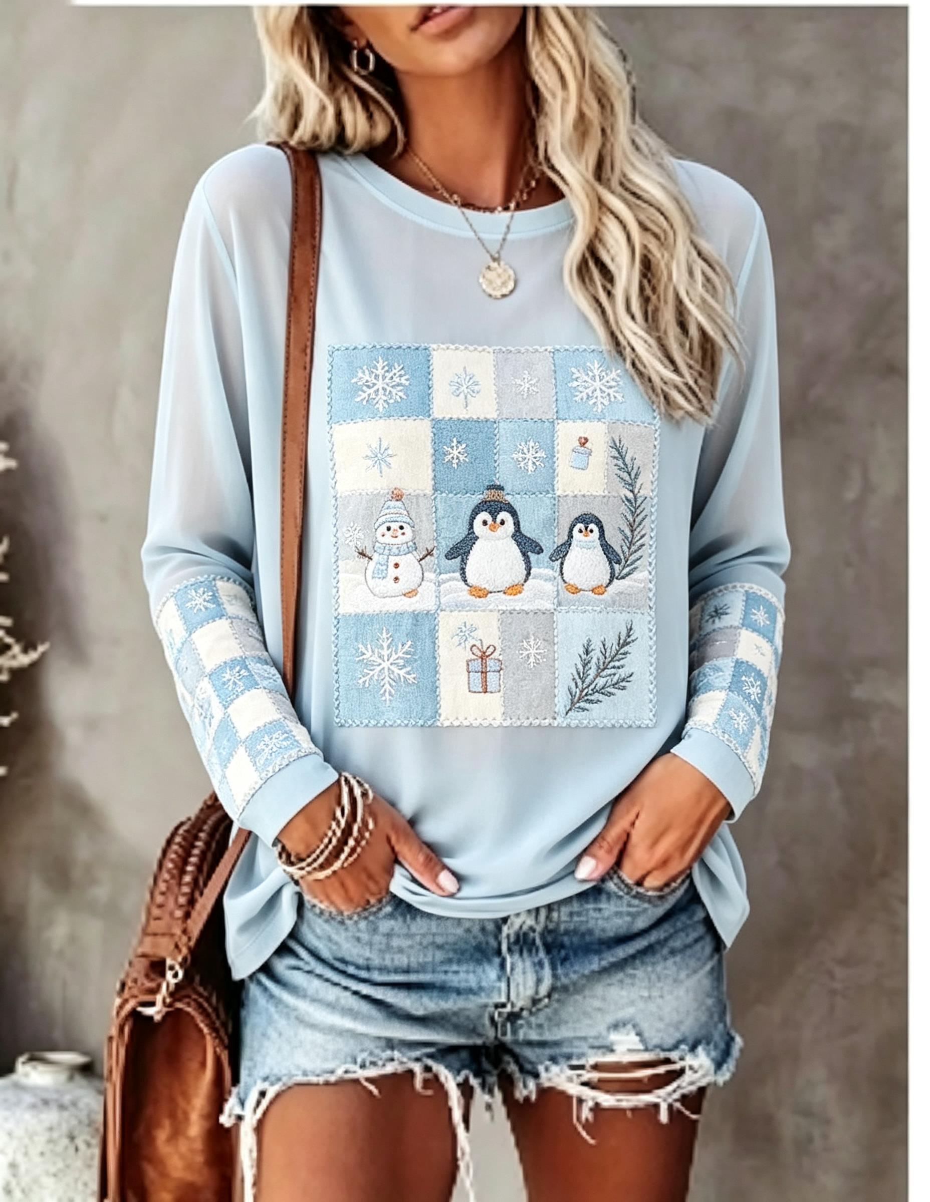 レディース 長袖Tシャツ、フォックス、ウサギ、パッチワーク、 - Wallpaper のレビューと価格