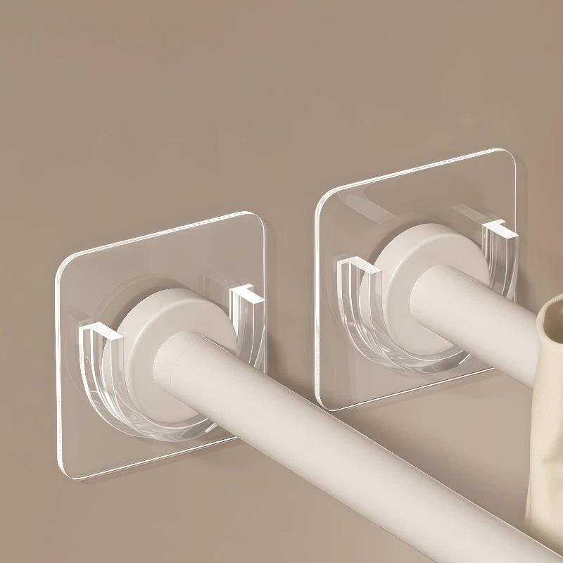 4個入り 透明粘着カーテンロッドブラケット 穴あけ不要 強力 - Curtain Rods のレビューと価格