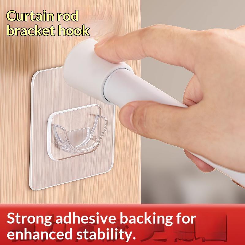 4個入り 透明粘着カーテンロッドブラケット 穴あけ不要 強力 - Curtain Rods のレビューと価格